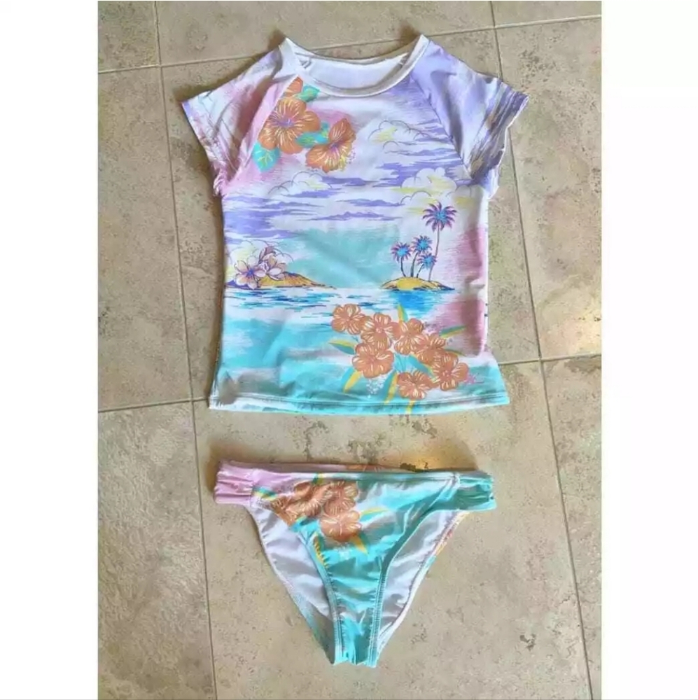 Hobie NWOT girls rash guard swimsuit, 2-pc swim